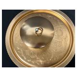 Vintage Entertaining Set with Glass Tray, Divided Serving Dish, Milk Glass Hand Dish, and Floral Napkins