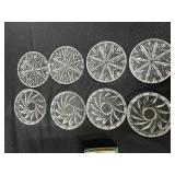 Vintage Home Decor Lot: Hobnail Milk Glass Pedestal Plate, Crystal Coasters, Salt and Pepper Shakers, Papel Match Holder