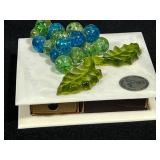 Vintage Home Decor Lot: Hobnail Milk Glass Pedestal Plate, Crystal Coasters, Salt and Pepper Shakers, Papel Match Holder