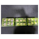 Lot of Enesco Porcelain Flower Figurines/Place Markers, Matchbooks, Blue Pillar Candle, and Taper Candles