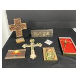 Lot of Decorative Religious Decor - Inc Crosses and Small Original Picture from Italy