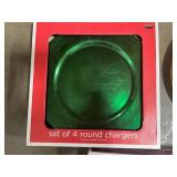Holiday Decor Lot with Artificial Evergreen Garland, and Charger Plates