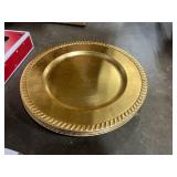 Holiday Decor Lot with Artificial Evergreen Garland, and Charger Plates