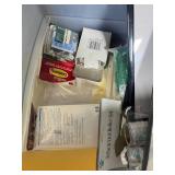 Large Office Supply Lot with Photo Frames, Paper, Desk Accessories and Organizer Bin
