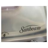 Sunbeam Iron with Tabletop Ironing Board and Laundry Basket of Hangers