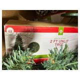 Holiday Decor Lot with 2 Mini Unlit Trees, Candle Holders, and Accents