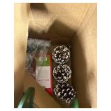 Holiday Decor Lot with 2 Mini Unlit Trees, Candle Holders, and Accents
