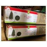 Holiday Decor Lot with 2 Mini Unlit Trees, Candle Holders, and Accents