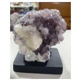 Decorative Home Lot: Crystal Vase, Pyrex Dishes, Wooden Jewelry Box, Amethyst Cluster on Stand, US Paperweight