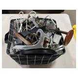 Large Mixed Lot of Display Stands and Holders in Storage Bin