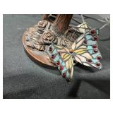 VTG Tiffany-Style Stained Glass Table Lamp with Butterfly Accents