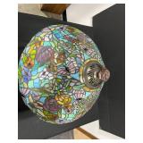 VTG Tiffany-Style Stained Glass Table Lamp with Butterfly Accents
