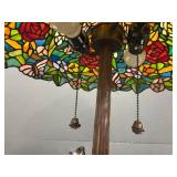 VTG Tiffany-Style Stained Glass Table Lamp with Butterfly Accents