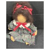 Lot of Handcrafted Wooden Signed Bowls, Lizzie High Folk Art Dolls, Framed Photo, and School Decor