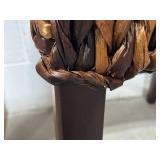 Woven Rattan Dining Chair with Wood Legs 39x16x20 Inches