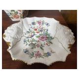 Antique Decorative Floral Lamp with Porcelain Aynsley Bone China Dish and Vase Collection