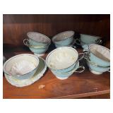 Castleton China Turquoise Tea Cups and Saucers Set