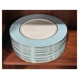 VTG Set of 10 Castleton China Turquoise Dinner Plates
