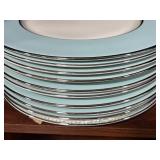 VTG Set of 10 Castleton China Turquoise Dinner Plates