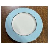 VTG Set of 10 Castleton China Turquoise Dinner Plates