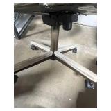 Pair of Olive Green Upholstered Swivel Office Chairs with Distressed White Trim