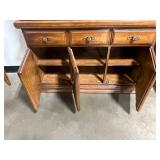 Vintage China Cabinet with Glass Doors, Light, and Drawer Storage
