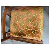 Vintage Wood Glider Rocking Chair with Ornate Upholstered Seat