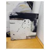 2 Abstract Canvas Art Pieces with Faux Succulents, Display Stands and Wooden Storage Cube w Fabric Containers