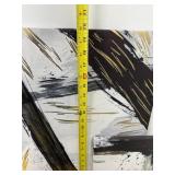 2 Abstract Canvas Art Pieces with Faux Succulents, Display Stands and Wooden Storage Cube w Fabric Containers