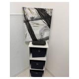 Abstract Canvas Wall Art with Display Stand and 3-Compartment Storage Shelf