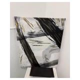 Abstract Canvas Wall Art with Display Stand and 3-Compartment Storage Shelf
