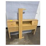 Full SZ Sertapedic Mattress with Box Spring and MCM Oak Headboard w Storage, 56in x 72in