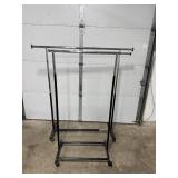 Set of 2 Adjustable Chrome Clothing Racks on Wheels