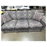 Ethan Allen Sleeper Sofa with Plaid Upholstery and Accent Pillows