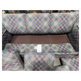 Ethan Allen Sleeper Sofa with Plaid Upholstery and Accent Pillows