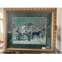 Framed Serigraph Place Jacques Cartier by Littorio Del Signore 37.5x43.5 with Certificate