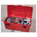 Red Plastic Toolbox with Electrical Contents