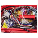 Red Plastic Toolbox with Electrical Contents