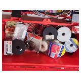 Red Plastic Toolbox with Electrical Contents