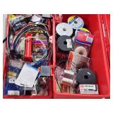Red Plastic Toolbox with Electrical Contents