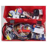 Red Plastic Toolbox with Electrical Contents