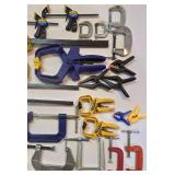 G - Assorted Lot of 18 Hand Clamps and C-Clamps in Various Sizes