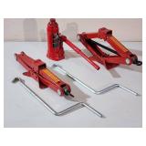 (1) Big Red 4-Ton Hydraulic Jack & (2) 1-Ton Scissors Jacks