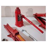 (1) Big Red 4-Ton Hydraulic Jack & (2) 1-Ton Scissors Jacks