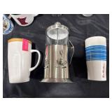 Assorted Mugs & French Press Lot