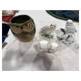 Collection of 4 Owl Figurines