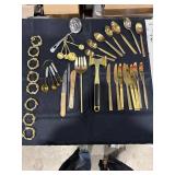 Gold-Toned Kitchen Utensil & Napkin Ring Lot