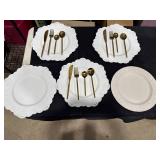 Ceramic Plates & Gold Flatware