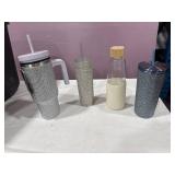 Rhinestone Tumblers & Glass Bottle