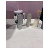 Rhinestone Tumblers & Glass Bottle